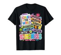 Color The World with Kindness Teacher Back to School Value Graphic T-Shirt, Men, Black, M