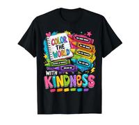 Color The World with Kindness Teacher Back to School Value Graphic T-Shirt, Men, Black, M