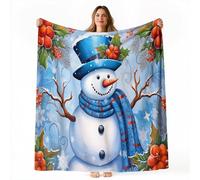 Color Throw Blanket, Cute Christmas Snowman Branches Printed Blanket Super Soft Flannel Throw Blankets Lightweight Fluffy Plush Fuzzy Bed Blankets for Bedding Sofa and Travel 150 x 200 cm