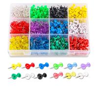 Color Thumb Tacks 600-Count Standard Push Pins Steel Point and Colored Plastic Head, 12 Assorted Colors
