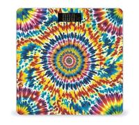 Color Tie Dye Bathroom Scale Automatic Power On/Off Body Scales LCD Backlight Display Square Digital Scale Rounded Corners Bathroom Scales for Home Bedrooms