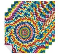 Color Tie Dye Cloth Napkin 4 PCS Table Dinner Napkins Washable & Reusable Cloth Napkins Washable Tablecloth for Party, Wedding, Lunch, Dinners, Banquet, Christmas