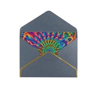 Color Tie-Dye Luxury Pearl Paper Greeting Card With Gold Border, Blank Inside, With Envelope - Birthday, Wedding, Christmas, Valentine