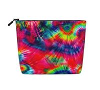 Color Tie Dye Print Fake Hemp Makeup Bag â€“ Travel Toiletry Pouch for Women, Daily Storage, Business Trips, and More