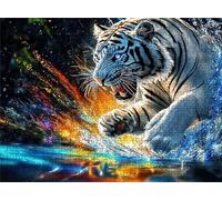 Color Tiger Puzzle - 3000 Piece Jigsaw Puzzles for Adults - The Back Features Printed Letter Guides - The Pieces fit Together Snugly - Wooden Puzzles for Adults - Gifts Family 48.0 X 31.9 Inch s7h-208