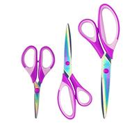 Color Titanium Scissors, Titanium Coated Sewing Scissors Set, Ultra Sharp Blade Comfort Grip Handle Stainless Steel Pinking Shears Multifunction Sewing Art Craft Cutting Tool Supplies for Home Office