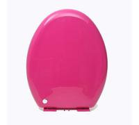 Color Toilet Seat with Slow Close Hinges, Round PP Toilet Seat with Lid,Plastic Toilet Seats with Non-Slip Seat Bumpers,Easy to Install & Clean 36.5 * 46cm/14.34 * 17.9in,Pink