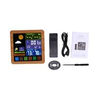 Color Touchscreen Weather Station, Cordless Indoor Outdoor Thermometer Hygrometer with Wireless RF Sensor, 6 Inch Display, Temperature Humidity Monitor for Home Garden Patio Weathe (TS-3310-WG Wood