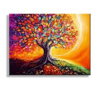 Color Tree of Life Paint by Numbers for Adults, DIY Beginner Easy Paint by Numbers Kits, HD Canvas Oil Painting Kit, Painting Arts and Crafts, for Home Wall Decor Gifts (Frameless) 45x60cm Q3S-315