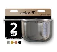 Color Up 2 Cup Measuring Cup, 480ml Stainless Steel Metal, Easy-Pour Spouts, Engraved Markings, Flat Base, Dishwasher Safe, for Dry and Liquid Ingredients