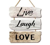 COLOR VALLEY ART Rustic Home Wall Decor Sign for Living Room Bedroom Bathroom Kitchen Office or more - Farmhouse Wall Hanging Decoration Wooden Sign "Live Laugh Love", 3pcsx7.9"×2.8”