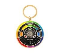 Color Wheel Keychain, Rotatable Palette Art Multicolour Spinning Compass Metal Pendant Keyring, For Friends Gift Jewelry(black)
