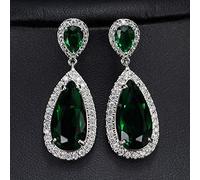 Color White Cubic Zirconia Crystal Long Tear Drop Dangle Earrings For Women Party Jewelry