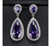 Color White Cubic Zirconia Crystal Long Tear Drop Dangle Earrings For Women Party Jewelry Gift