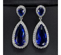 Color White Cubic Zirconia Crystal Long Tear Drop Dangle Earrings For Women Party Jewelry Gift