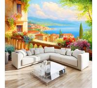 Color Wildflowers Wallpaper - Beautiful Flowers Countryside Sea Print Paste The Paper Application, 250 x 175 cm for Walls Living Room Lounge Bedroom Hallway Feature Wall