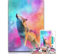 Color Wolf Jigsaw Puzzles for Teenagers 1000 Piece Puzzle,Fun Games Every Piece Is Unique - Challenging Family Fun Game (50x75cm)