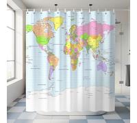 Color World Map Educational Geography Kids Shower Curtain 72x72 Inches