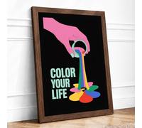 Color Your Life Framed Wall Art Print A4 Walnut