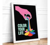 Color Your Life Framed Wall Art Print A4 White