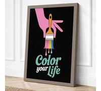 Color Your Life Typography Canvas Wall Art Print 36x24 Inch (91 x 61 cm)