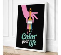 Color Your Life Typography Canvas Wall Art Print 36x24 Inch (91 x 61 cm)