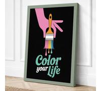 Color Your Life Typography Canvas Wall Art Print 36x24 Inch (91 x 61 cm)