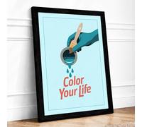 Color Your Life Typography Framed Wall Art Print A2 (59.4×42cm) Black, Wall Decor for Living Room, Bedroom, Office & Home, Ready to Hang, Art Gift