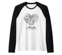 Color Your Own Floral Heart Positive Art Quotes Raglan Baseball Tee