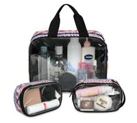 Color Zebra Print Travel Makeup Bag for Women Men, Translucent Cosmetic Bags 3 Pcs Large Shower Wash Pouch Toiletry Cosmetic Toiletries Organizer