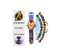 (color12) Cartoon Children Watch 3D Projection Cartoon Spider-man Iron Man Digital Watches Children Watch Toy