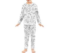 Colorable Pajamas for Kids DIY Hand Painted Coloring Sleepsuits Set-Kids Pjs Coloring Kit Perfect for Toddle Boys Girls Christmas Pajama Two Piece Long Sleeve Sleeves + Soft (Pink, 6-7 Years)