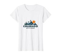 Colorado Attitude Mountain Adventure Outdoor Graphic T-Shirt, Women, White, L