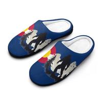 Colorado Bigfoot Mountains Flag Mens Slippers Memory Foam Winter Warm Sandals Slip On House Shoes Size 7-14