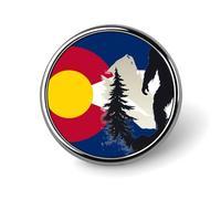 Colorado Bigfoot Mountains Flag Round Brooch Pins Badge Printed Button Tie Lapel Backpack Pin Decoration for Women Men