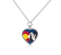 Colorado Bigfoot Mountains Flag Urn Necklace for Ashes Pet Dog Cat Cremation Jewellery Alloy Memorial Keepsake Pendant