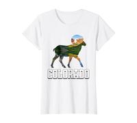 Colorado Bighorn Sheep Wildlife Mountain Nature Scenic Value Graphic T-Shirt, Women, White, M