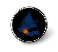 Colorado Deer White Mountains Round Badge Pin Memorial Jewelry Gifts Metal Brooch Button for Clothing Accessory