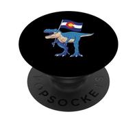 Colorado Dinosaur T-Rex Denver Flag Boulder Ski Men Women PopSockets Adhesive PopGrip