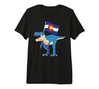 Colorado Dinosaur T-Rex Denver Flag Boulder Ski Men Women Premium T-Shirt
