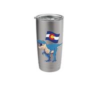 Colorado Dinosaur T-Rex Denver Flag Boulder Ski Men Women Stainless Steel Insulated Tumbler
