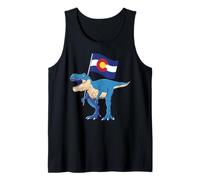 Colorado Dinosaur T-Rex Denver Flag Boulder Ski Men Women Tank Top
