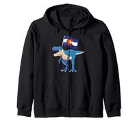 Colorado Dinosaur T-Rex Denver Flag Boulder Ski Men Women Zip Hoodie