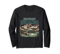 Colorado Durango Mountain Landscape Historic Railroad Retro Long Sleeve T-Shirt