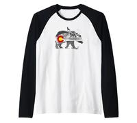 Colorado Flag, Bear, Mountains - Wildlife CO State Graphic Raglan Baseball Tee