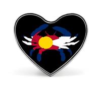 Colorado Flag Crab Heart Badge Funny Lapel Pins Personalized Button Brooch Pin for Clothing Bag Accessories