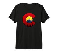Colorado Flag Mountain Sunset Outdoor Hiking Camping Premium T-Shirt