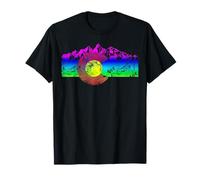 Colorado Flag Mountains Retro Distressed Graphic Tee T-Shirt