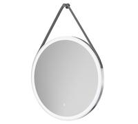 Colorado Frame with Silver Strap Round Illuminated Dimmable LED Mirror with Demister and Touch Sensor | Polished Chrome | Glass/Aluminium | 600mm