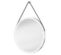 Colorado Frame with Silver Strap Round Illuminated Dimmable LED Mirror with Demister and Touch Sensor | Polished Chrome | Glass/Aluminium | 800mm